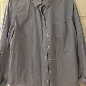 Tommy Hilfiger Blue and White Striped Button Down Shirt